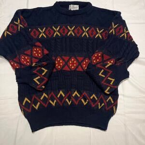 Vintage 1980s Sears Roebuck Men’s Pull Over Wool Blend Sweater Cardigan Size M